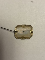 Vintage Art Deco White Mother of Pearl Inset Paste Stone Goldtone Brooch