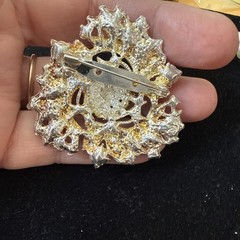 Vintage MCM Red Aurora Borealis Rhinestone Brooch Pin Hollywood Glamour￼2”