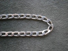 FBM Hammered Flat Elongated Curb Chain Vtg Shiny 835 Silver Bracelet 7.25″ 8.8g