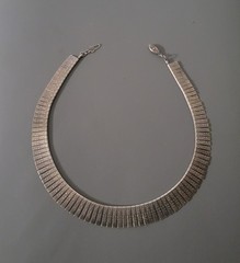 Vintage Cleopatra Egyptian Revival Choker Silver Tone Statement Necklace