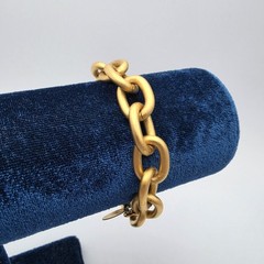 Vtg Chunky Maximal Art John Wind Matte Gold Tone Link Bracelet 6.75″