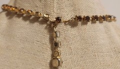 Vintage Necklace Earring Citrine Amber Color Brown Lrg Round Rhinestone 15″ Set
