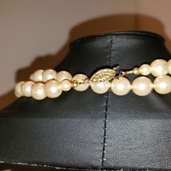 Vintage MCM 36in 1950s Monet Glass Simulated Pearl Rope Necklace Long Jewelry