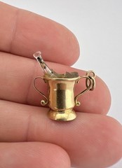Antique 9k 9ct Yellow Gold Champagne Glass Bottle Ice Bucket Charm Pendant 1.8g