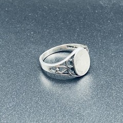 Vintage 925 Sterling Silver Oval Signet Ring Size 7 Filigree Openwork Thailand