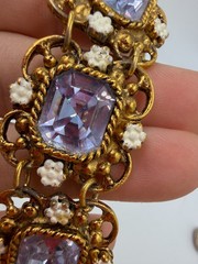 Vintage Bracelet Victorian Revival 1960s Lilac Glass Wide Panel Park Lane? PJ