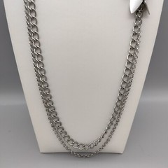 90’s Couture Punk Edgy Silver Tone Asymmetrical Chain Necklace Vintage Club Wear
