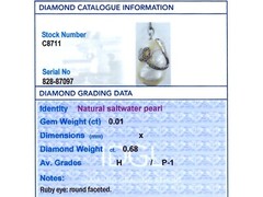 Antique Natural Saltwater Pearl, Ruby and 0.68Ct Diamond, Platinum Pendant