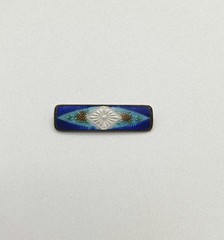Sweet Vintage Blue & Pearly White Guilloche Enamel Bar Brooch Art Deco 1920s