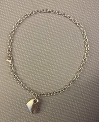 MILOR 925 Sterling Vintage Italy Heart Charm Cable Link Anklet / Bracelet 9.75″