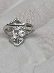 Antique Art Deco Platinum Diamond Ring Size 5 Filigree Milgrain 4.2g