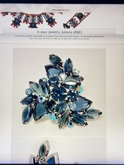 Vintage Verified JULIANA Blue Glass Pie Cut Bracelet, Brooch & Earring Set