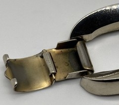 Vintage Modernist-Style Chunky Bracelet Silver-Tone Oval Prong-Set Purple Stones