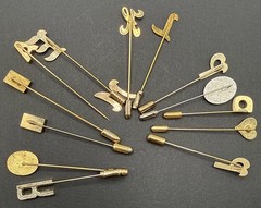 Lot Of Gold Tone Stick Pins -Initials Monogram R N M A E K L P D B44