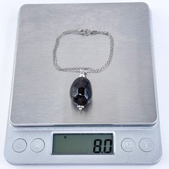 Smoky Quartz Pendant Necklace | Vintage Sterling Silver 925 | 16″