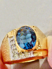 VINTAGE 10K YELLOW GOLD FILLED NEW OLD STOCK 70’S BLUE CLEAR STONE RING SIZE 10
