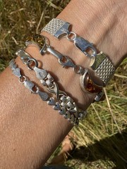 Vintage 925 Sterling Italy Link X Bracelet 7 Inches