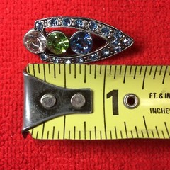 Spear Point Pewter Colored Crystal Stones Pin Back Accessory Brooch