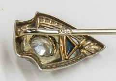 Vintage Art Deco 14k white gold Natural diamond filigree stick pin 1920’s