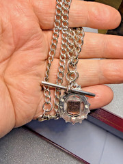 Silver & Gold Fob Curb Link Chain/Necklace – AHS – Chester – 1900 / 1914