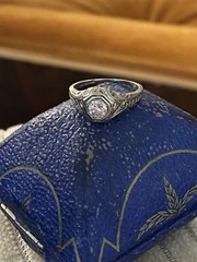 18k Gold Belais Art Deco Engagement Ring Engraved Shank ~0.56 Ct OEC Diamond