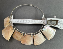 Stunning Abalone Shell Sterling Silver Choker Tribal Statement Necklace