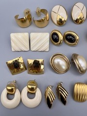 Vintage 1980s Pierced Earring Lot Gold Tone 45 Pairs Monet Trifari