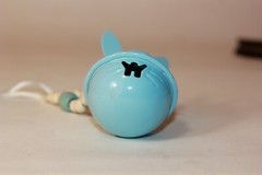 Vtg Blue Easter Bunny Rabbit Jingle Bell Necklace Metal Wood Beads Spring Gift