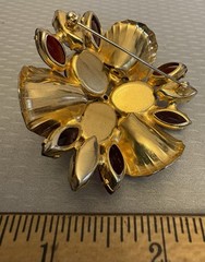 Vintage Juliana Purple Blue Red Rhinestone Brooch Goldtone D&E Book Piece 2.5″