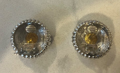 Vtg Costume Fashion Jewlery Gold Silver Tone Faux Roman Coin Clip-on Earrings 1″
