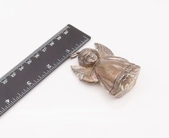 925 Sterling Silver Vintage Large Puffy Tooth Fairy Angel Pendant PT22102