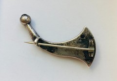 Antique Scottish Agate Horn Brooch on Sterling Silver Base