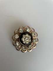 Vintage 1950’s/1960’s Rhinestone & Black Acrylic Brooch And Earrings