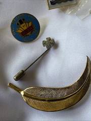 Lot Vintage Mixed Jewelry Brooches Pins Roadrunner Sports Avon Feather Chaplain