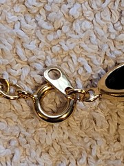 Vintage Gold-plated Bezel Set Clear Black Faux Pearl Necklace 36-in