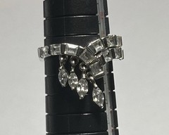 Vtg Ross Simons Sterling Silver White CZ Stone Dangle Charm 925 Ring Size 6