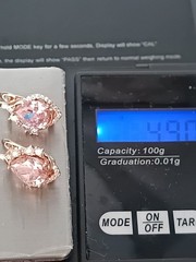 Vintage 1990-s 14 Ct Rolled Gold Pink Topaz Zircons Earrings-Hallmarked 585 RG