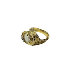 18 Karat Yellow Gold Opal and Diamond Ring Size 7 #11975