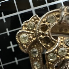 Vintage Gold Tone Dress/Scarf Clip Clear Round Rhinestones Women Fashion