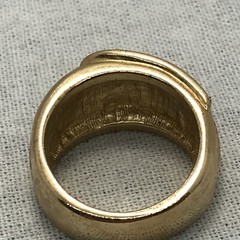 Vintage Signed 18K HGE Gold Plated Cream Enamel Rhinestone Ring varied sizes