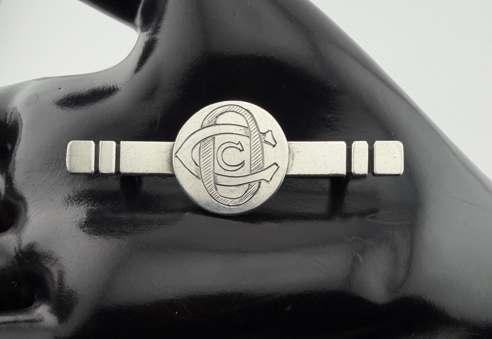 Elegant Vintage Sterling Silver Monogram Brooch | Signed FRAPPE | Dated 1959