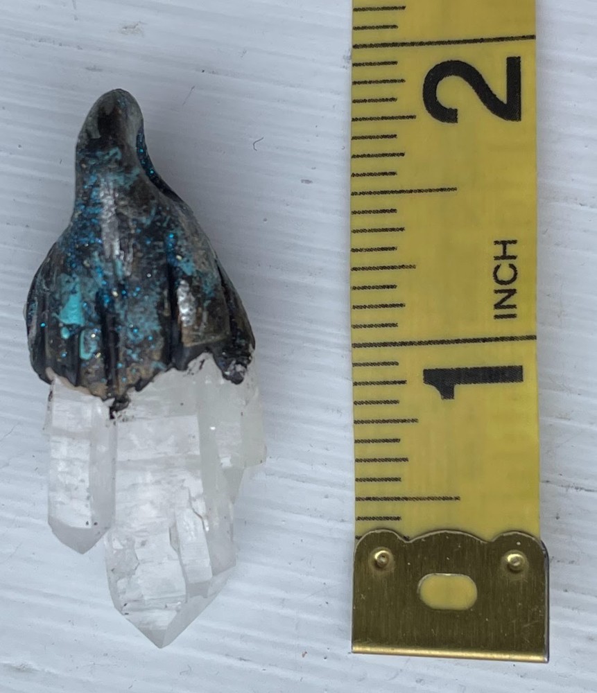 Vintage Natural Quartz Crystal Cluster Pendant w/clay loop, New Age, 1.75″