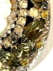 HOBE SIGNED CRYSTAL AND CAMEO, SILVER TONE LOCKET, ESTATE
