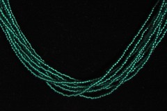Beaded Necklace Dark Blue Green White 26″ 26 in 8 Strand Tiny Seed Bead Handmade