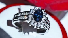 14k white gold 1.25ct natural diamond size 5.75 ring sapphire halo heated 3.35gr