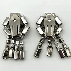 Vintage Tassel Earrings Art Deco Revival Baguette Rhinestone Clip Ons 1.5″