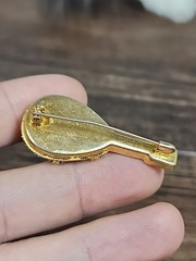 ITALIAN MICRO MOSIAC MANDOLIN BANJO PIN MUSICAL INSTRUMENT GLASS MILLEFIORI TILE