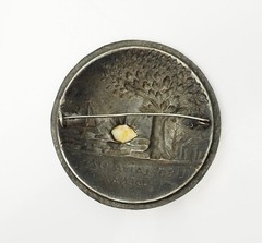 Boat is Floating Water Latvia melchior amber antique round ethnic brooch pin