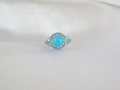 Vintage Sterling Silver 925 Sleeping Beauty Blue Topaz Ring Size 7