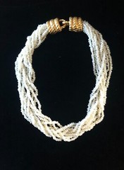 Carol Lee Vintage Faux White Pearl Seed Twisted Necklace